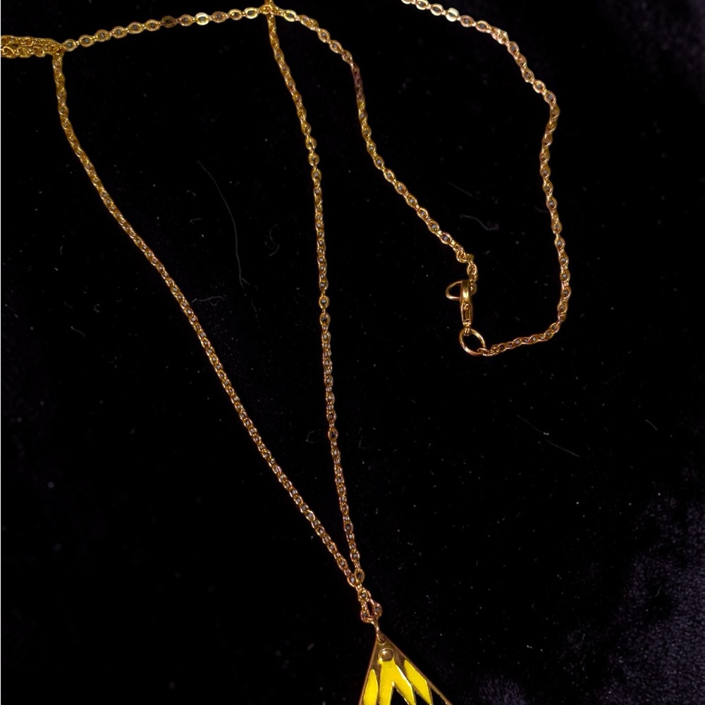 Vintage Geometric Yellow & Black Pendant Necklace - Picture 7 of 9